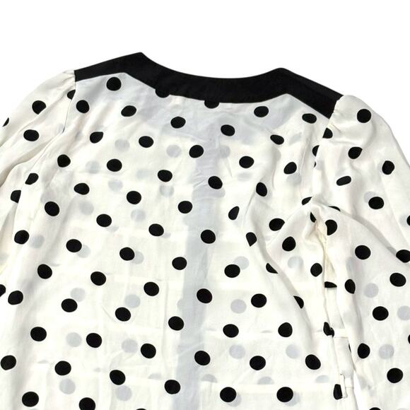 Reiss Long Sleeve Mini Dress - White with Black Polka Dots - Size 6 - Picture 15 of 16